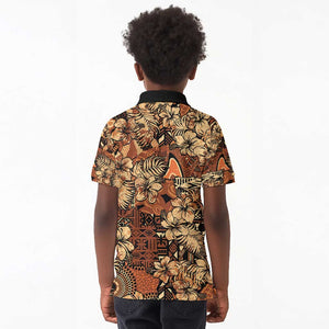 Afro Hibiscus Tropical Kid Polo Shirt African Pattern - African Pride