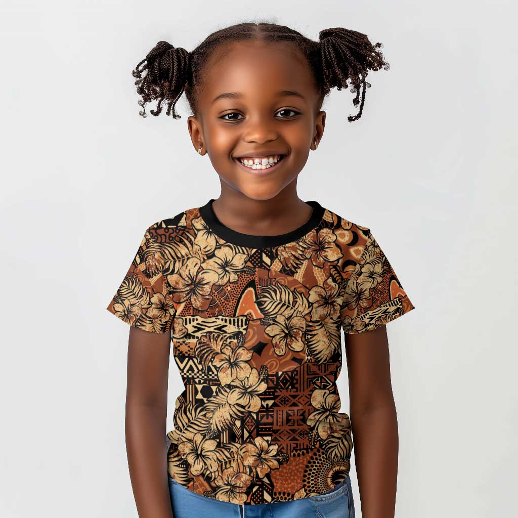 Afro Hibiscus Tropical Kid T shirt African Pattern - African Pride