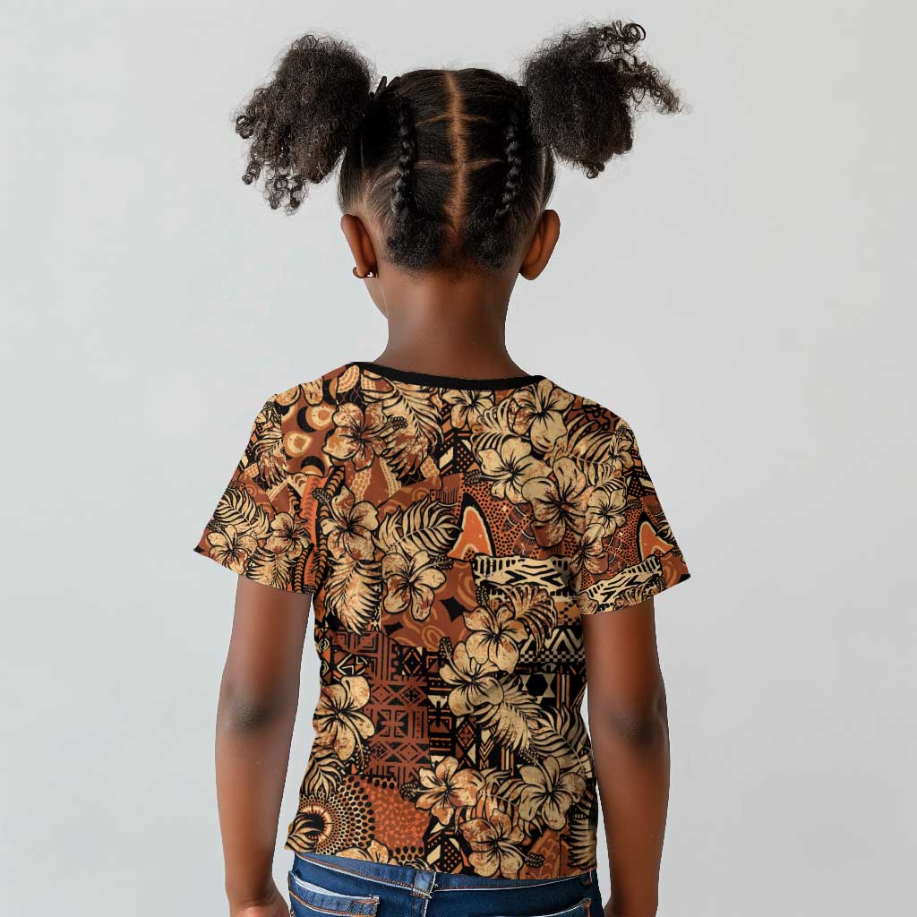 Afro Hibiscus Tropical Kid T shirt African Pattern - African Pride
