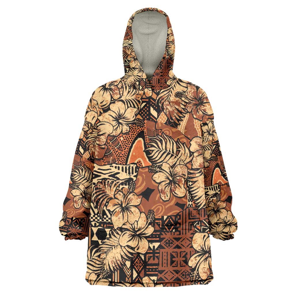 Afro Hibiscus Tropical Kid Wearable Blanket Hoodie African Pattern - African Pride