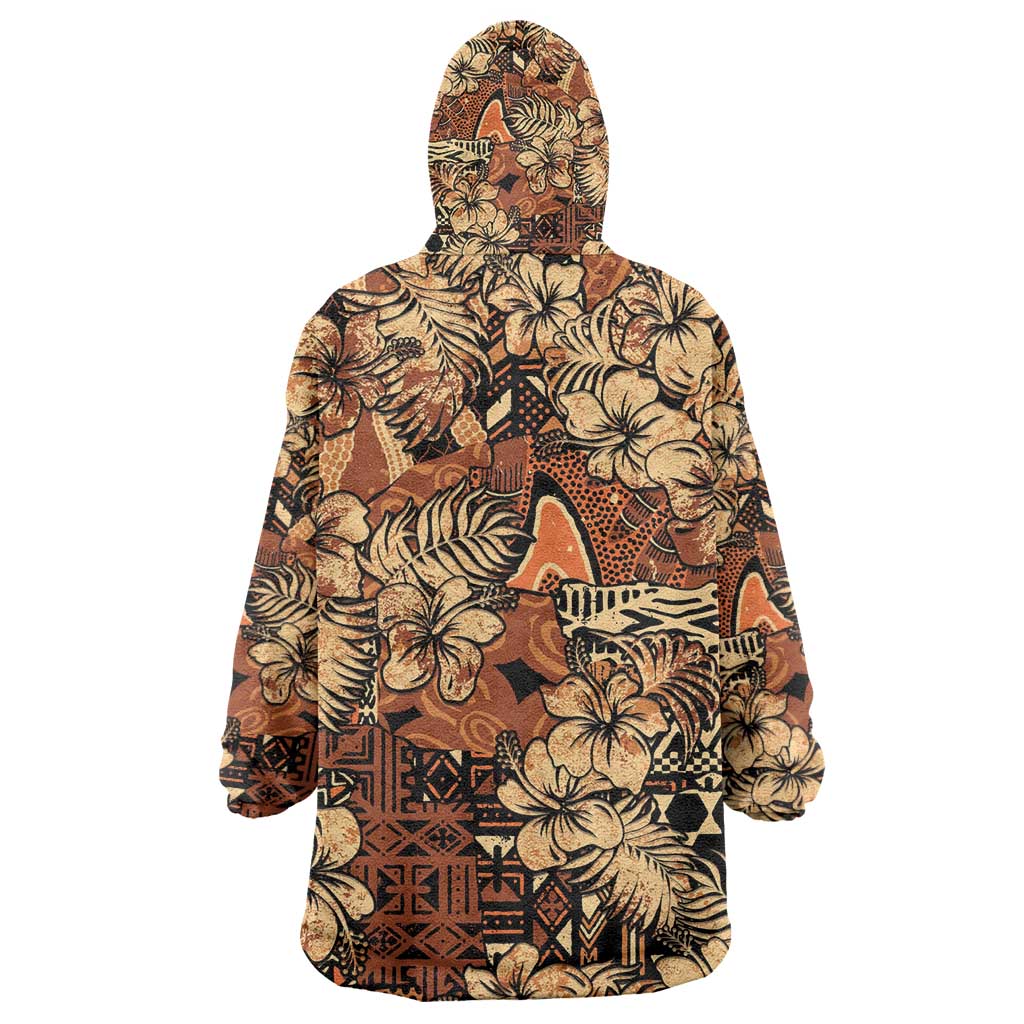 Afro Hibiscus Tropical Kid Wearable Blanket Hoodie African Pattern - African Pride