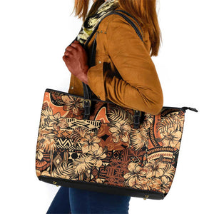 Afro Hibiscus Tropical Leather Tote Bag African Pattern - African Pride