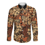 Afro Hibiscus Tropical Long Sleeve Button Shirt African Pattern - African Pride