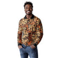 Afro Hibiscus Tropical Long Sleeve Polo Shirt African Pattern - African Pride