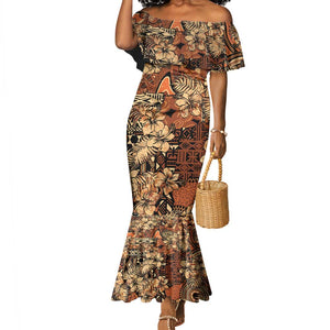 Afro Hibiscus Tropical Mermaid Dress African Pattern - African Pride