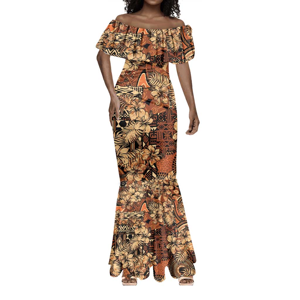 Afro Hibiscus Tropical Mermaid Dress African Pattern - African Pride