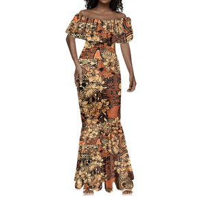 Afro Hibiscus Tropical Mermaid Dress African Pattern - African Pride