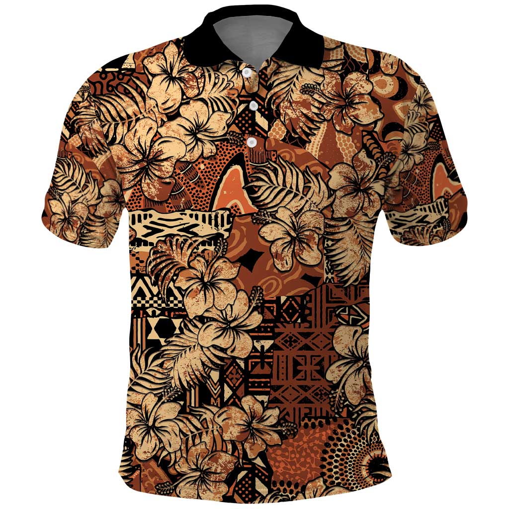 Afro Hibiscus Tropical Polo Shirt African Pattern - African Pride