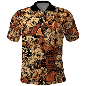 Afro Hibiscus Tropical Polo Shirt African Pattern - African Pride