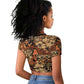 Afro Hibiscus Tropical Raglan Cropped T shirt African Pattern - African Pride