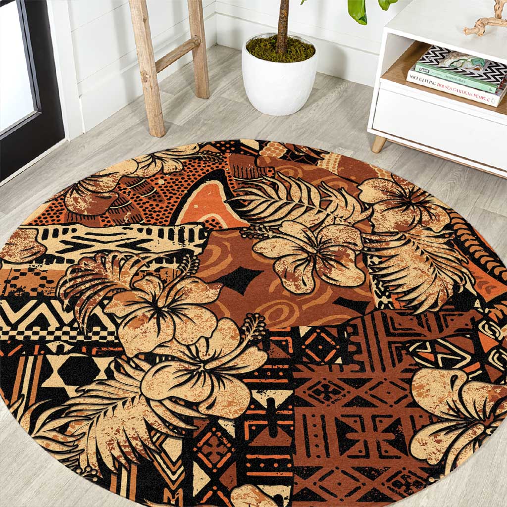 Afro Hibiscus Tropical Round Carpet African Pattern - African Pride