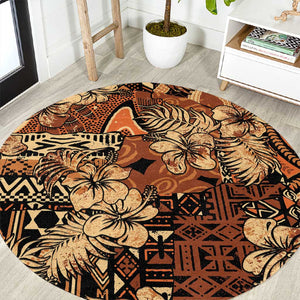 Afro Hibiscus Tropical Round Carpet African Pattern - African Pride