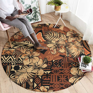 Afro Hibiscus Tropical Round Carpet African Pattern - African Pride
