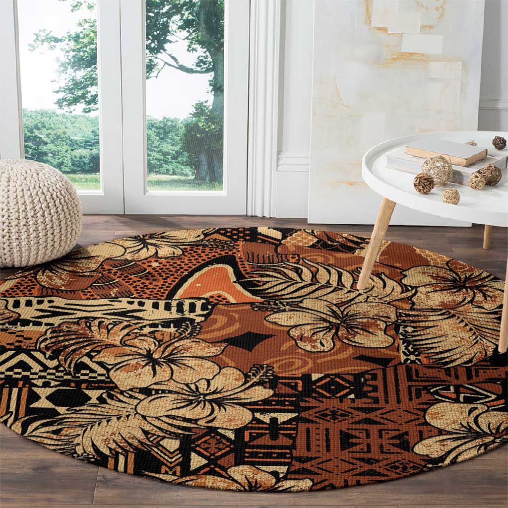 Afro Hibiscus Tropical Round Carpet African Pattern - African Pride