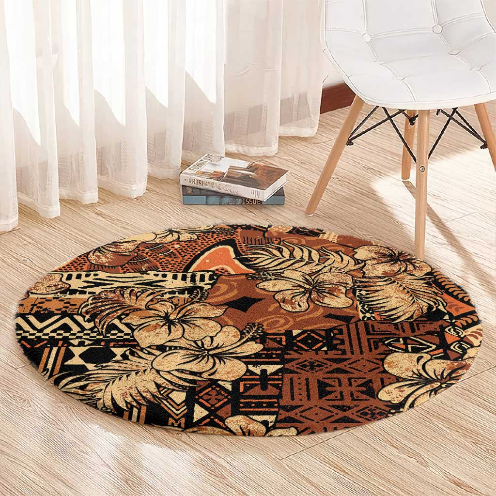 Afro Hibiscus Tropical Round Carpet African Pattern - African Pride