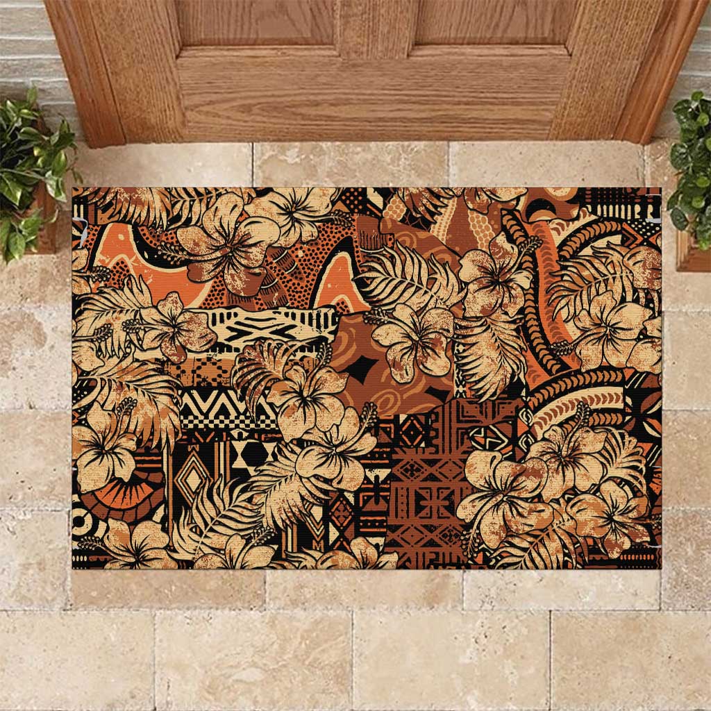 Afro Hibiscus Tropical Rubber Doormat African Pattern - African Pride