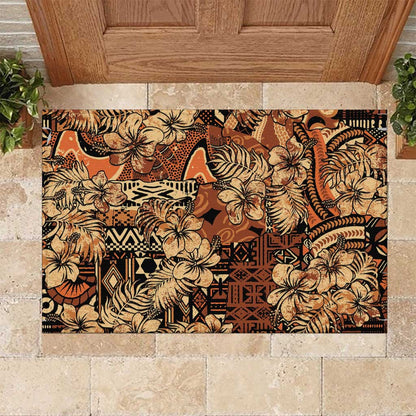 Afro Hibiscus Tropical Rubber Doormat African Pattern - African Pride