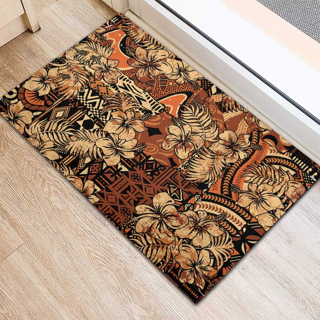 Afro Hibiscus Tropical Rubber Doormat African Pattern - African Pride