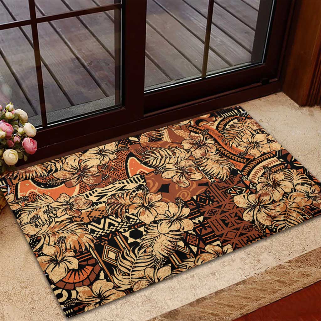 Afro Hibiscus Tropical Rubber Doormat African Pattern - African Pride