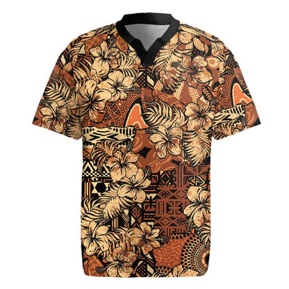Afro Hibiscus Tropical Rugby Jersey African Pattern - African Pride