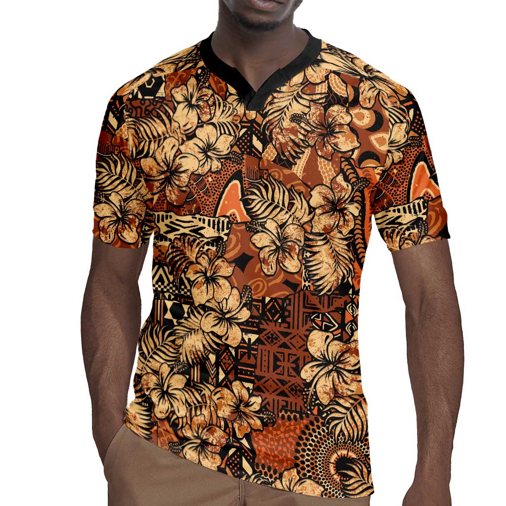 Afro Hibiscus Tropical Rugby Jersey African Pattern - African Pride
