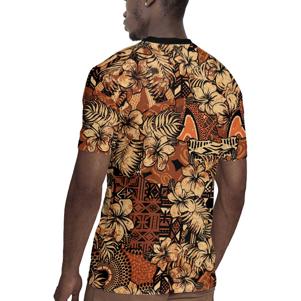 Afro Hibiscus Tropical Rugby Jersey African Pattern - African Pride