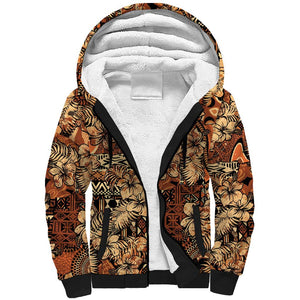 Afro Hibiscus Tropical Sherpa Hoodie African Pattern - African Pride