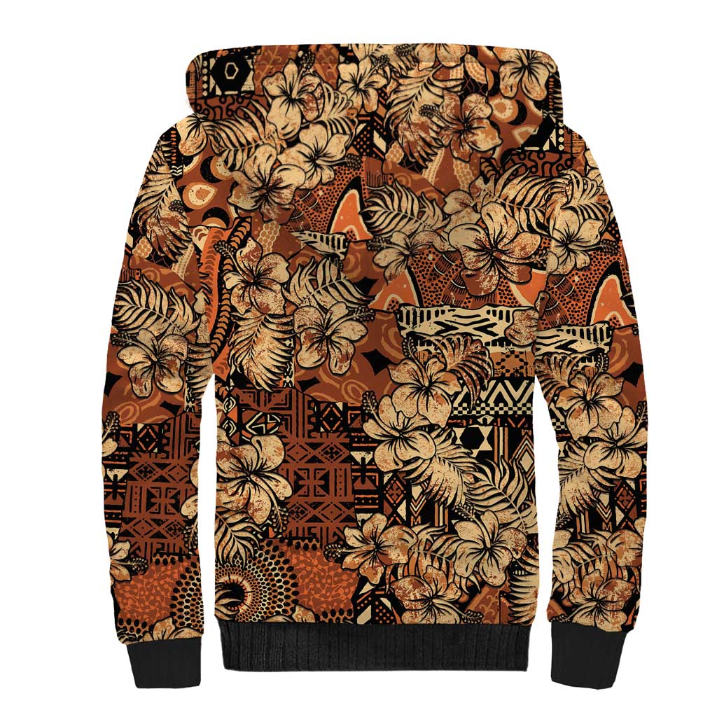 Afro Hibiscus Tropical Sherpa Hoodie African Pattern - African Pride