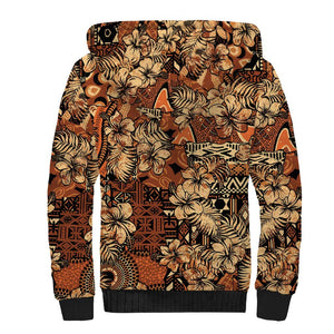 Afro Hibiscus Tropical Sherpa Hoodie African Pattern - African Pride