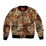 Afro Hibiscus Tropical Sleeve Zip Bomber Jacket African Pattern - African Pride