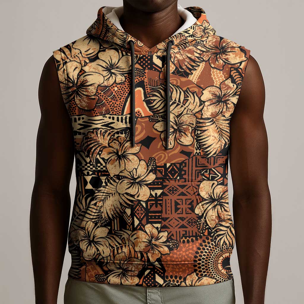 Afro Hibiscus Tropical Sleeveless Hoodie African Pattern - African Pride