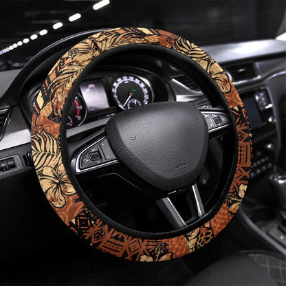 Afro Hibiscus Tropical Steering Wheel Cover African Pattern - African Pride
