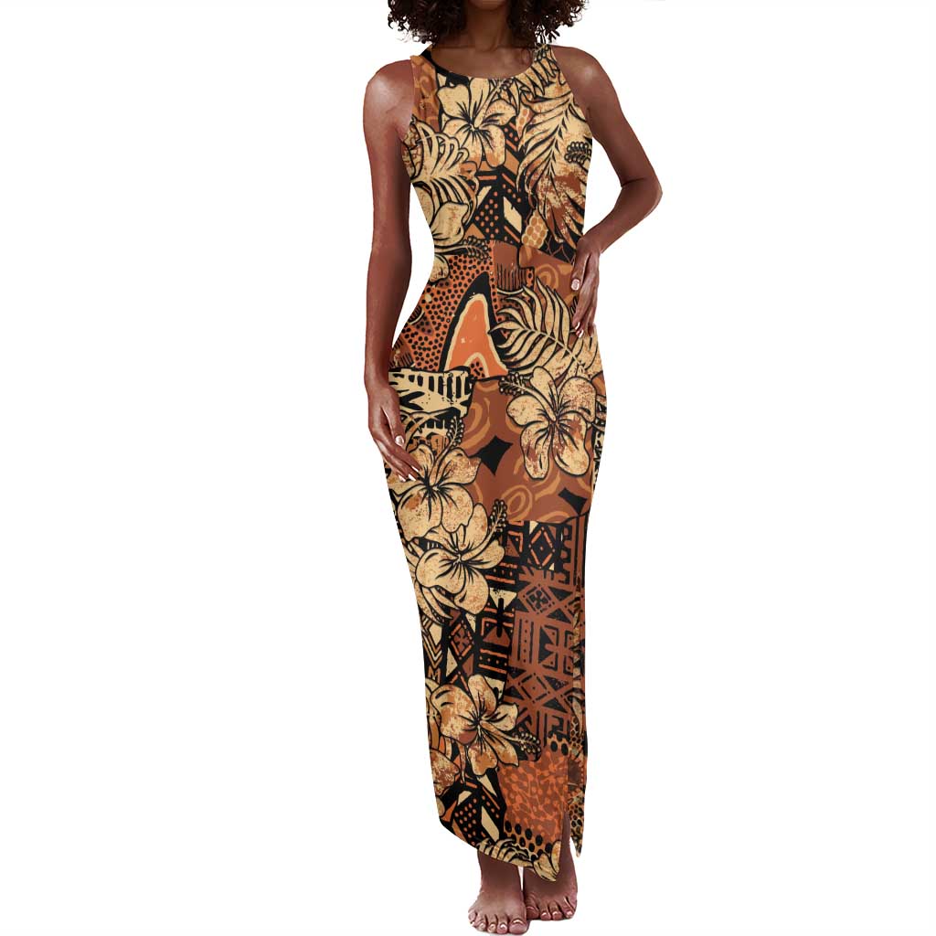 Afro Hibiscus Tropical Tank Maxi Dress African Pattern - African Pride