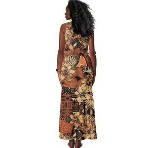 Afro Hibiscus Tropical Tank Maxi Dress African Pattern - African Pride
