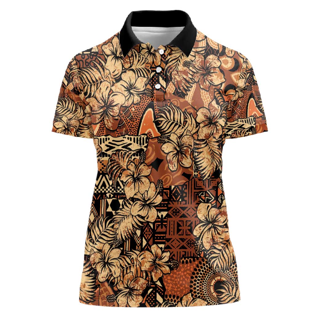 Afro Hibiscus Tropical Women Polo Shirt African Pattern - African Pride