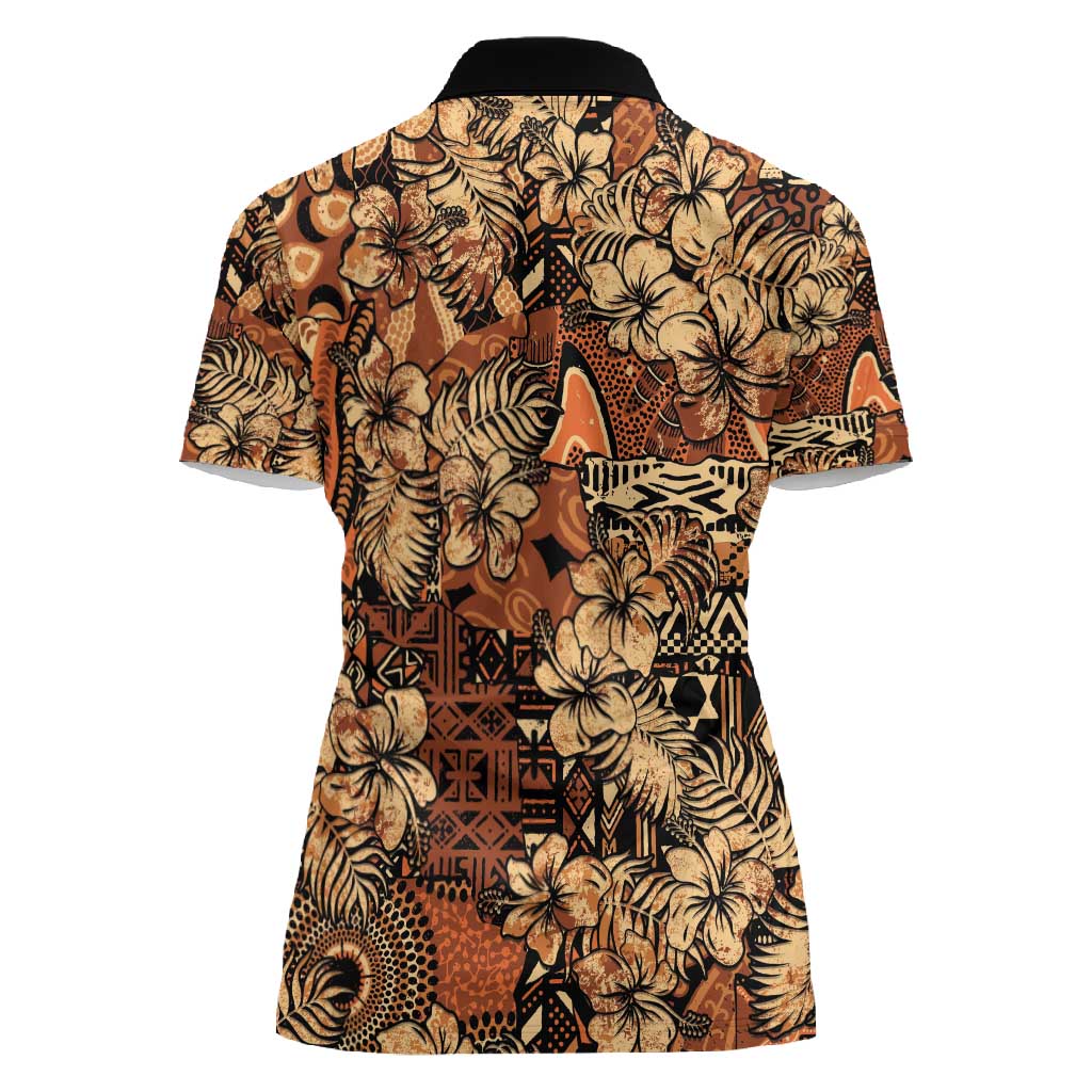 Afro Hibiscus Tropical Women Polo Shirt African Pattern - African Pride