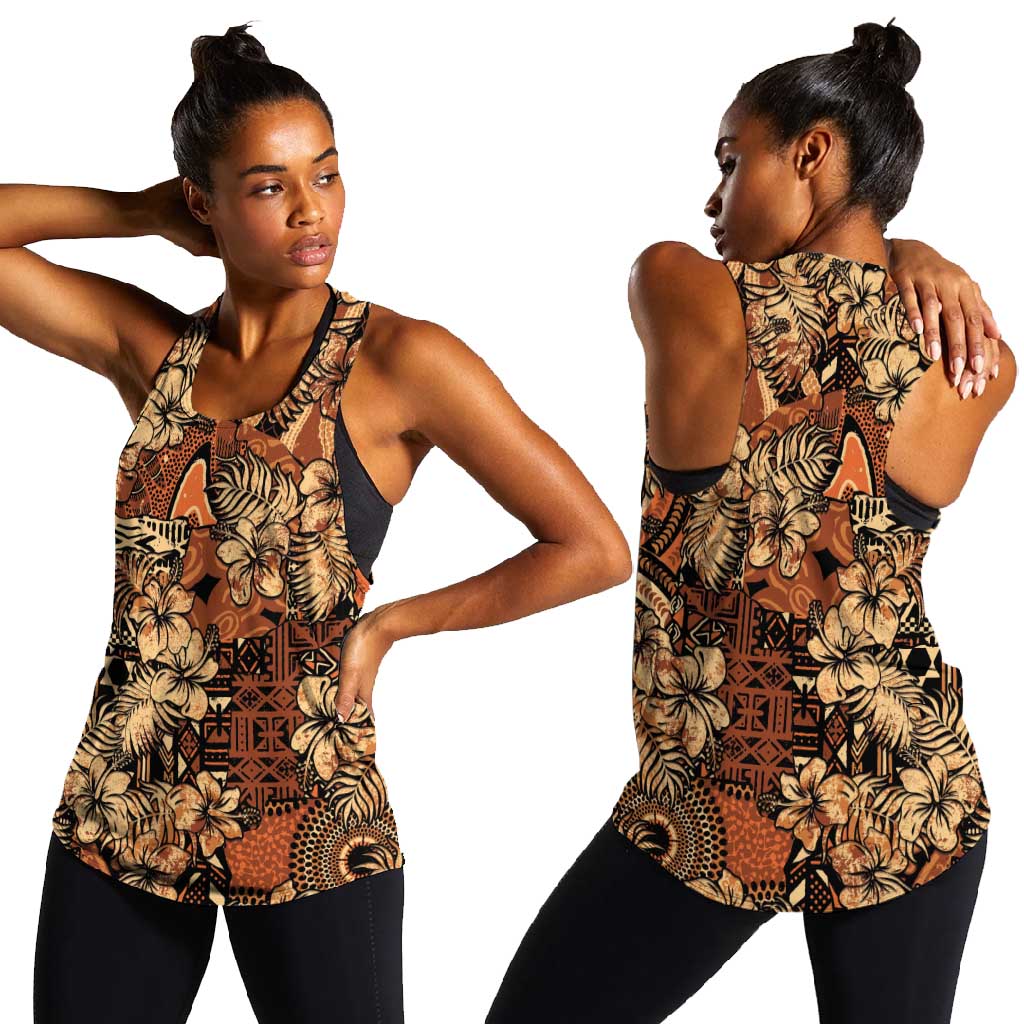 Afro Hibiscus Tropical Women Racerback Tank African Pattern - African Pride