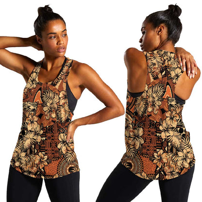 Afro Hibiscus Tropical Women Racerback Tank African Pattern - African Pride