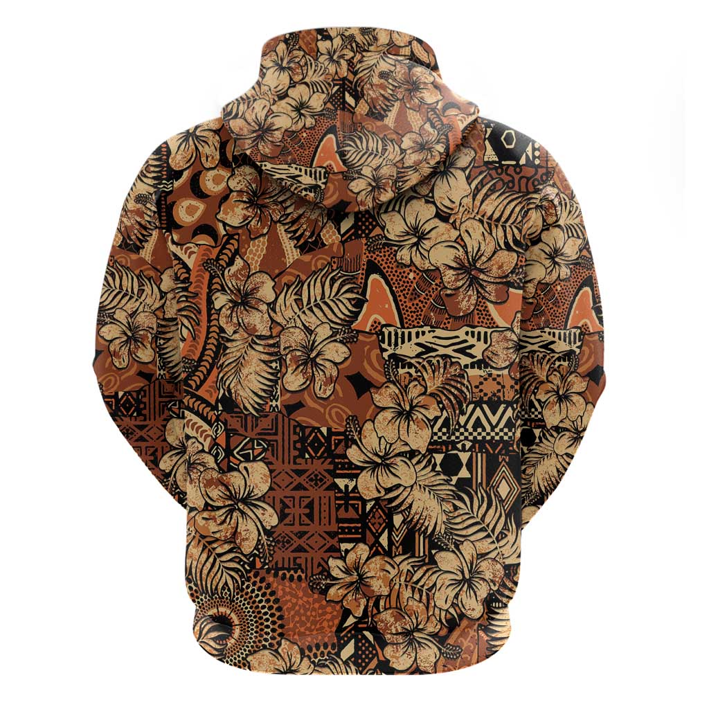 Afro Hibiscus Tropical Zip Hoodie African Pattern - African Pride