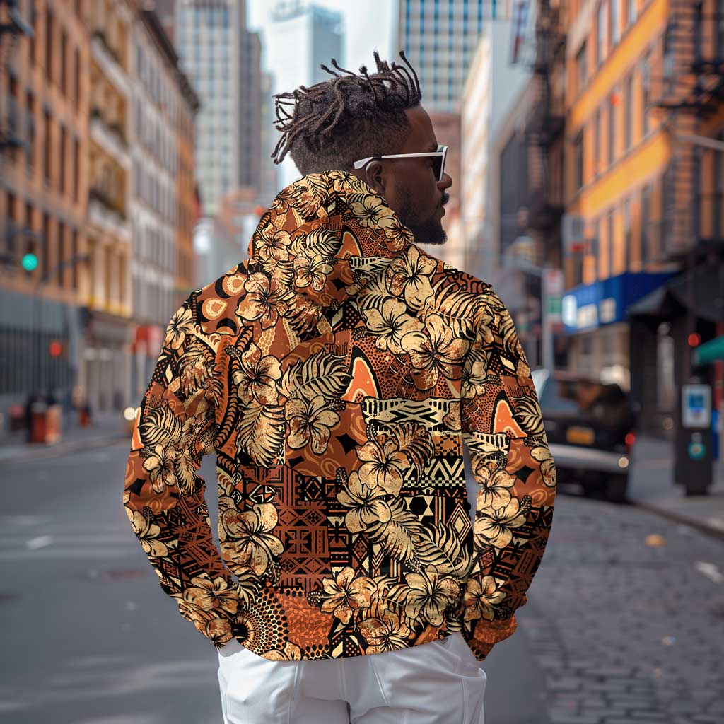 Afro Hibiscus Tropical Zip Hoodie African Pattern - African Pride