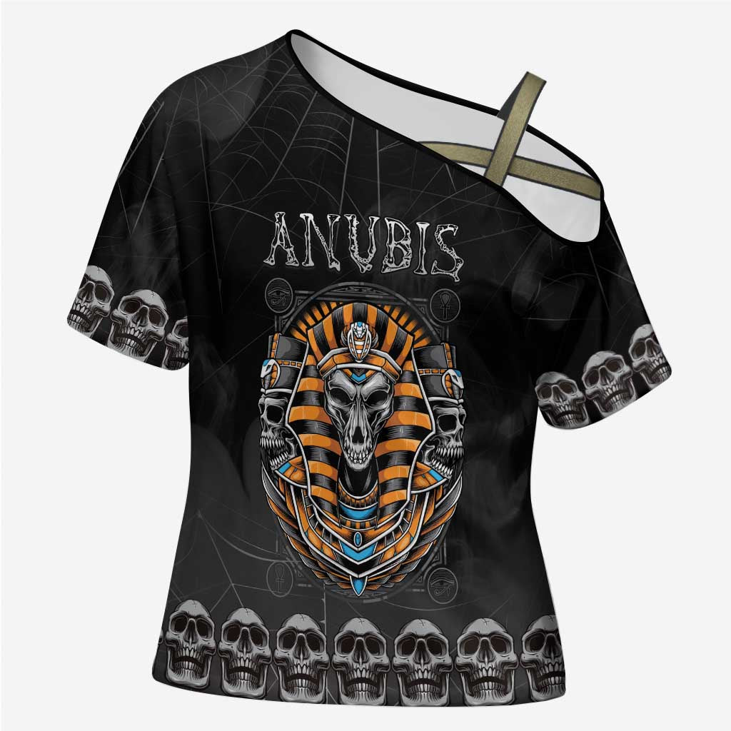 Personalized Halloween Egypt Cross Shoulder Shirt Skull Anubis