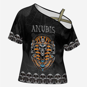 Personalized Halloween Egypt Cross Shoulder Shirt Skull Anubis