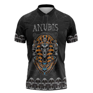 Personalized Halloween Egypt Zipper Polo Shirt Skull Anubis