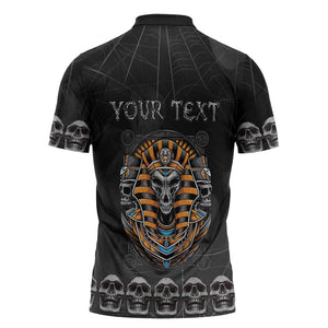 Personalized Halloween Egypt Zipper Polo Shirt Skull Anubis