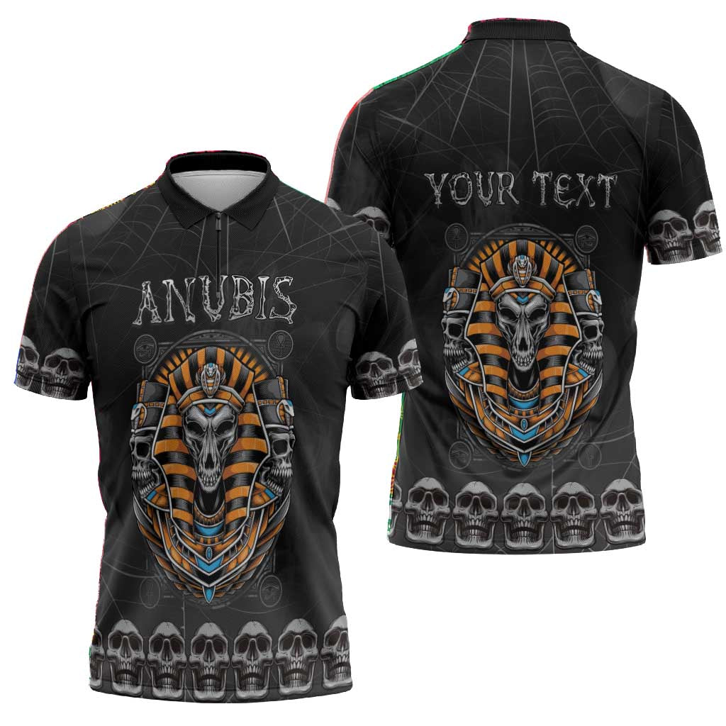 Personalized Halloween Egypt Zipper Polo Shirt Skull Anubis