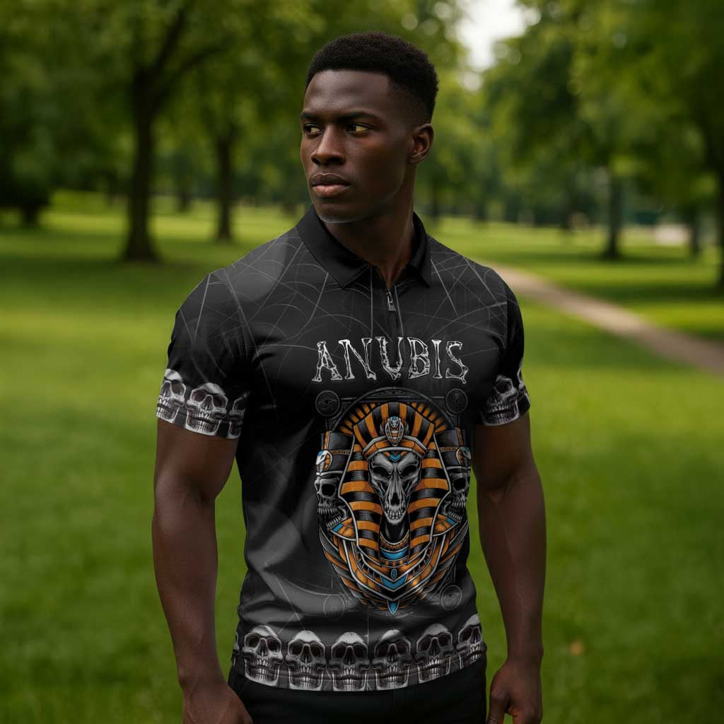 Personalized Halloween Egypt Zipper Polo Shirt Skull Anubis