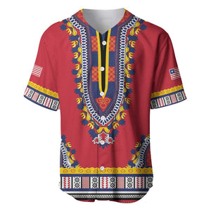 Personalized Liberia Red Dashiki Baseball Jersey - African Pride