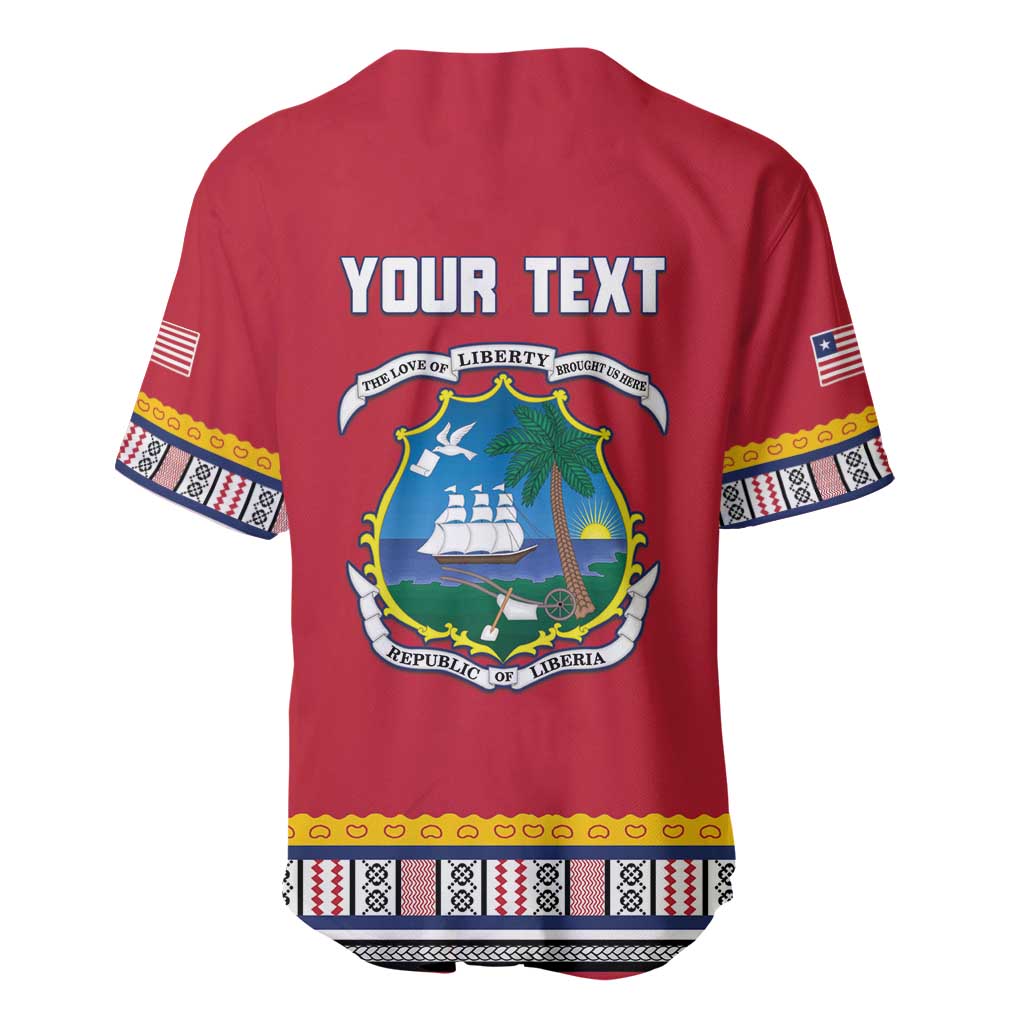 Personalized Liberia Red Dashiki Baseball Jersey - African Pride