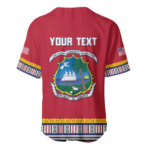 Personalized Liberia Red Dashiki Baseball Jersey - African Pride