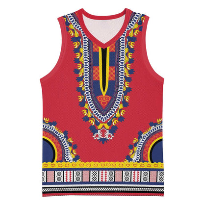 Personalized Liberia Red Dashiki Basketball Jersey - African Pride